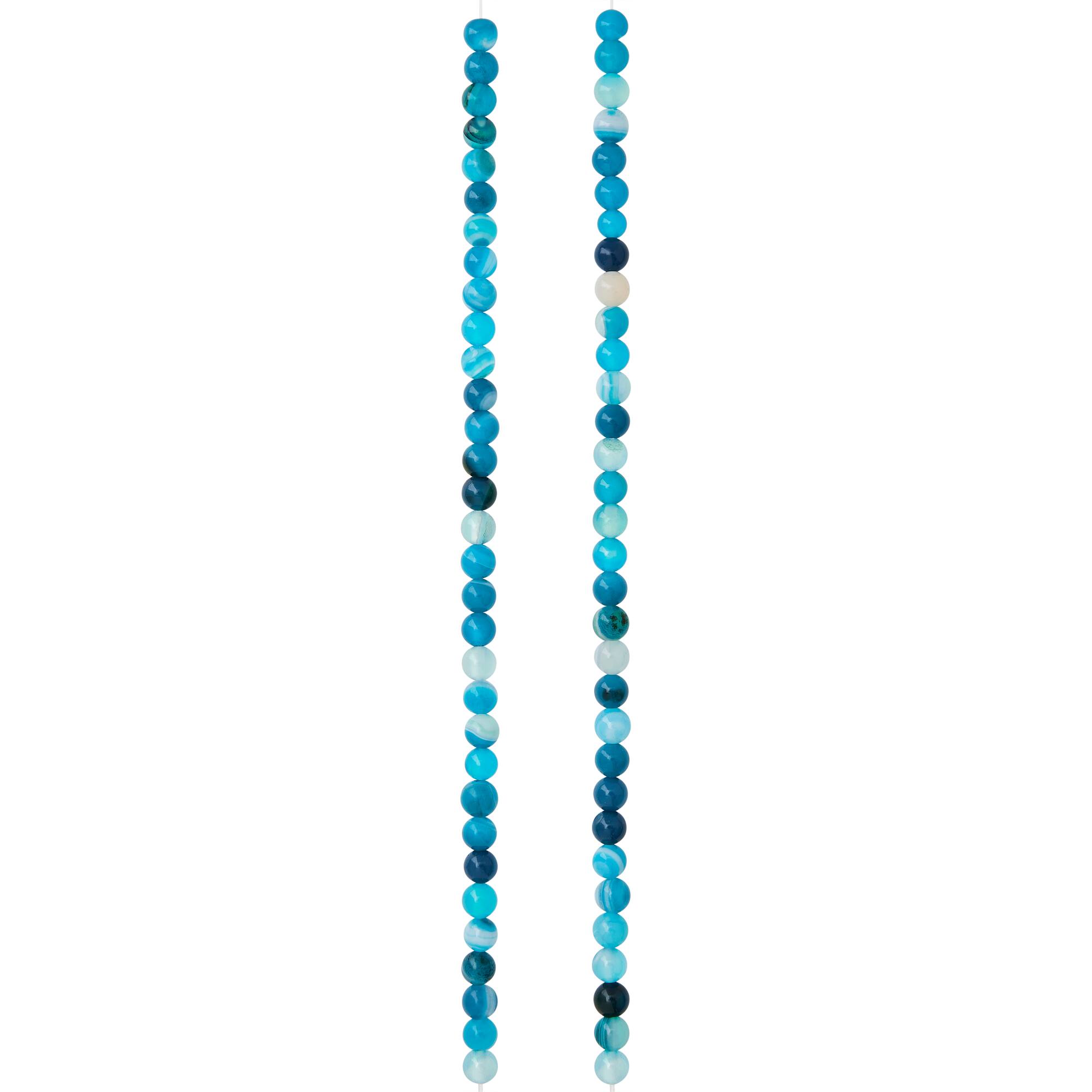 Blue Striped Agate Round Beads, 4mm by Bead Landing™